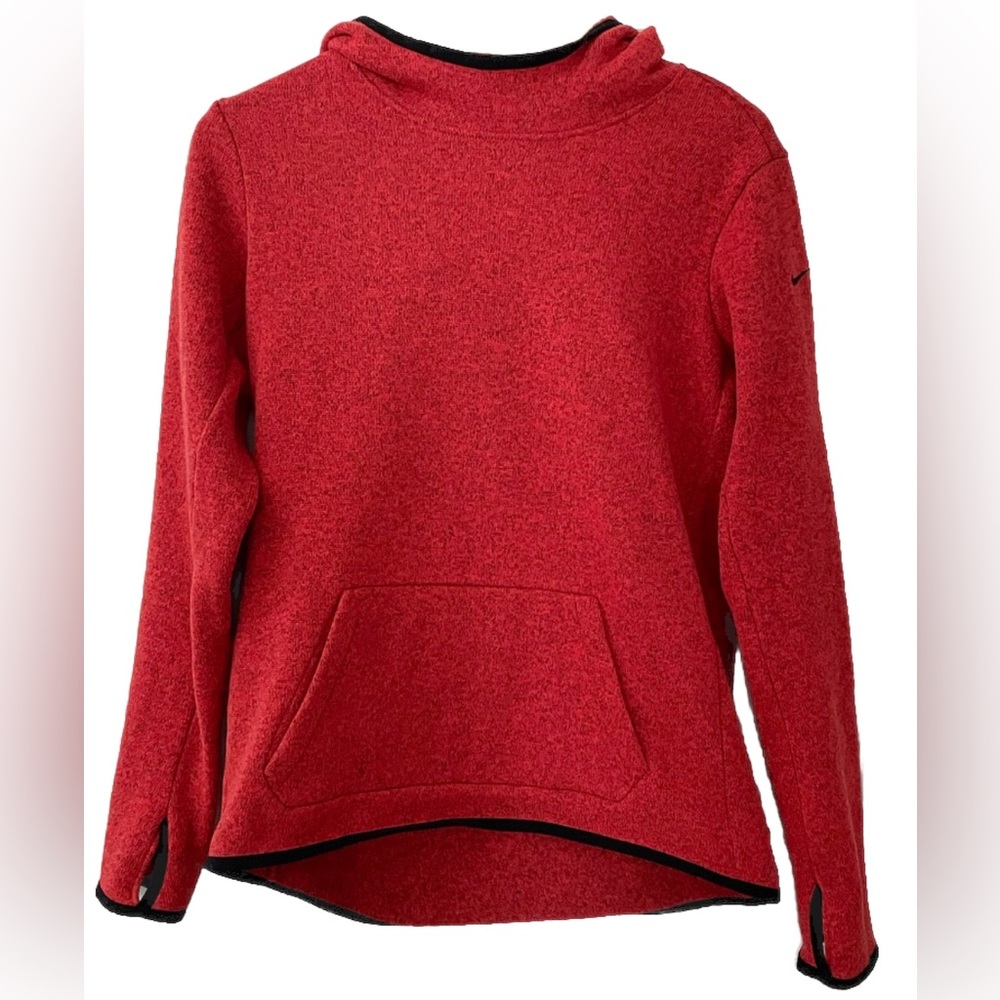 Nike Women’s Large Red Heather Pullover Hoodie Swoosh Logo